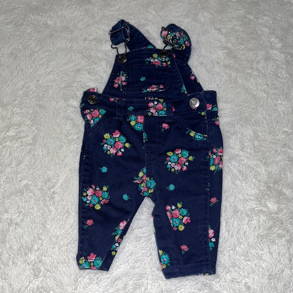 Carters floral denim Newborn overalls